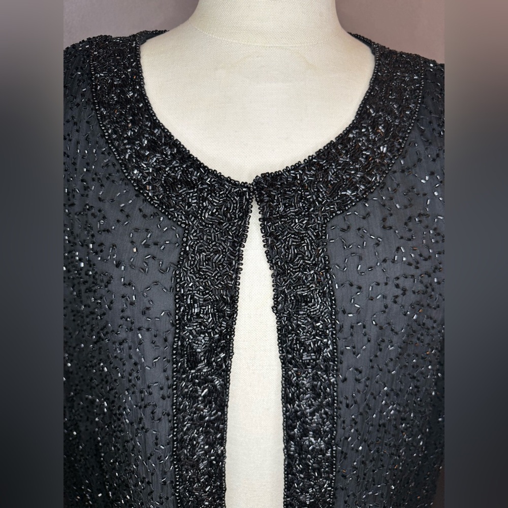 Vintage Sténay 100% Silk Beaded Jacket/Cardigan - Picture 3 of 13